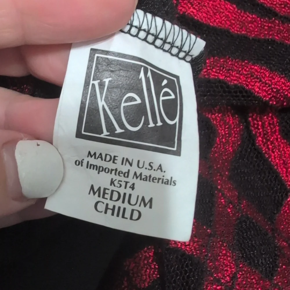 Kelle Dance Leotard Costume Red‎ Black High Neck Youth Size Medium